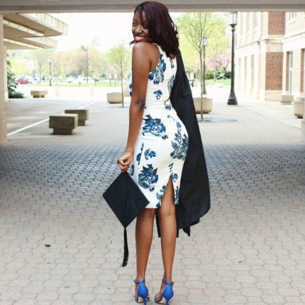 White & Blue Floral Dress